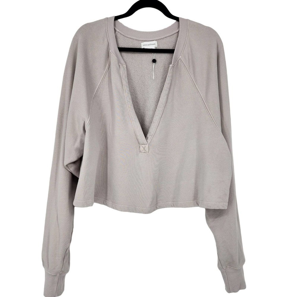 Lovers + Friends Plunge Neck Crop Sweatshirt Sz M